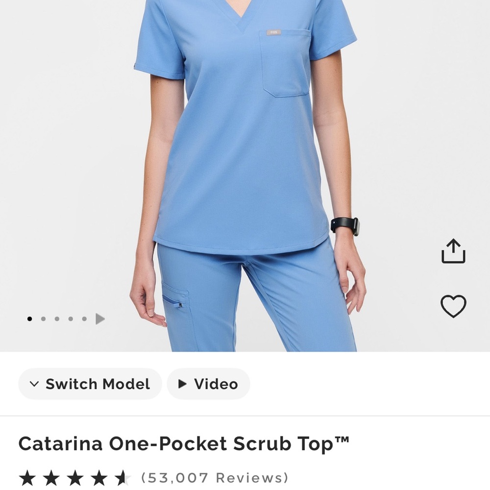 Blue One-Pocket Scrub Top
